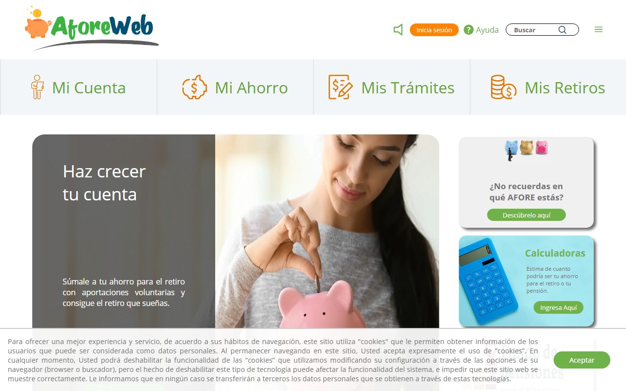Portal oficial AforeWeb con la opción '¿No recuerdas en qué AFORE estás?'