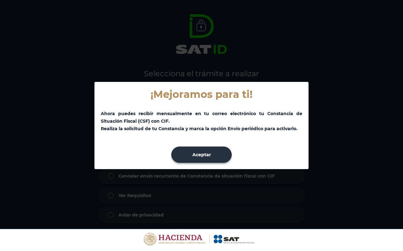 Portal SAT ID donde se solicita la renovación de e.firma vencida